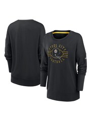 Nike Black NFL Fanatics Womens Pittsburgh Steelers Historic Dri Fit Drop Shoulder Crew Sweatshirt Womens - Image 1 of 3