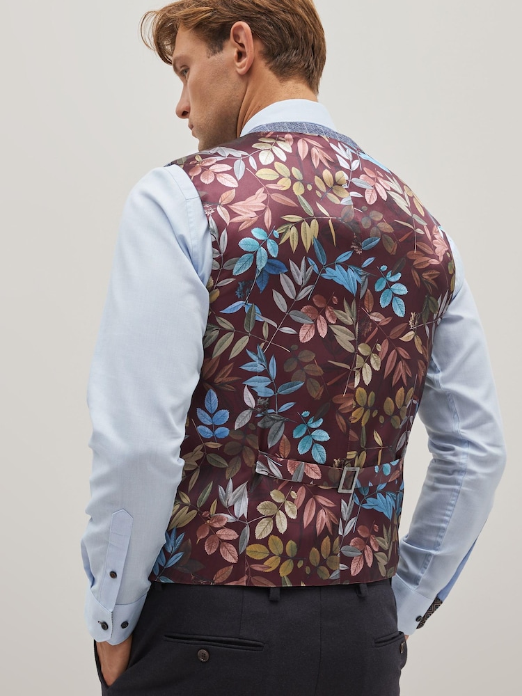 Blue Wool Blend Check Waistcoat - Image 2 of 6