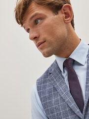 Blue Wool Blend Check Waistcoat - Image 4 of 6