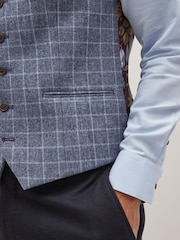 Blue Wool Blend Check Waistcoat - Image 5 of 6