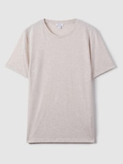 Reiss Oatmeal Melange Bless Cotton Crew Neck T-Shirt - Image 2 of 6