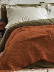 Yard Pecan Brown Oversized Lark 4 Layer Muslin Crinkle 100% Cotton Throw - Image 1 of 7