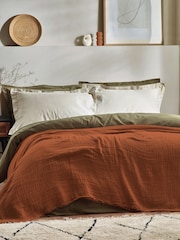 Yard Pecan Brown Oversized Lark 4 Layer Muslin Crinkle 100% Cotton Throw - Image 2 of 7
