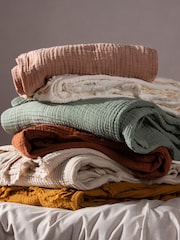 Yard Pecan Brown Oversized Lark 4 Layer Muslin Crinkle 100% Cotton Throw - Image 3 of 7