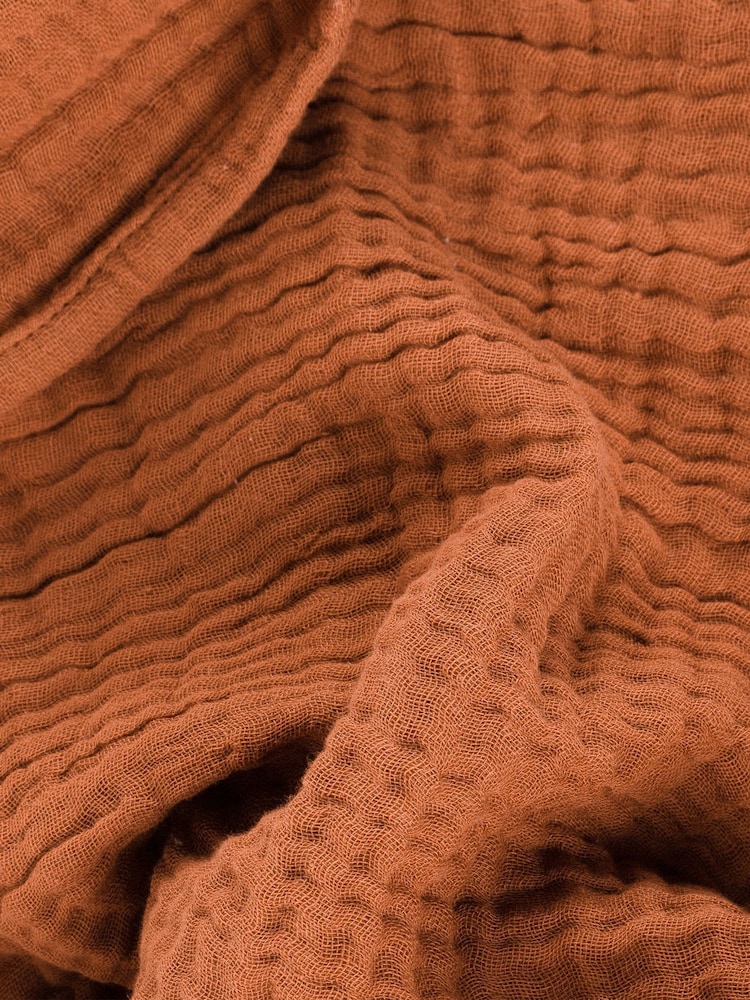 Yard Pecan Brown Oversized Lark 4 Layer Muslin Crinkle 100% Cotton Throw - Image 6 of 7