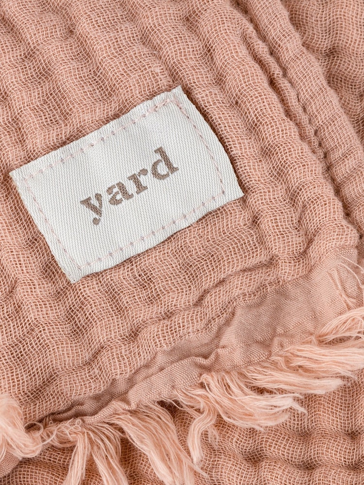 Yard Pink Clay Oversized Lark 4 Layer Muslin Crinkle 100% Cotton Throw - Image 5 of 6