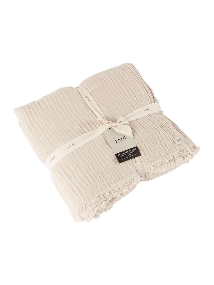 Yard Natural Oversized Lark 4 Layer Muslin Crinkle 100% Cotton Throw - Image 4 of 7