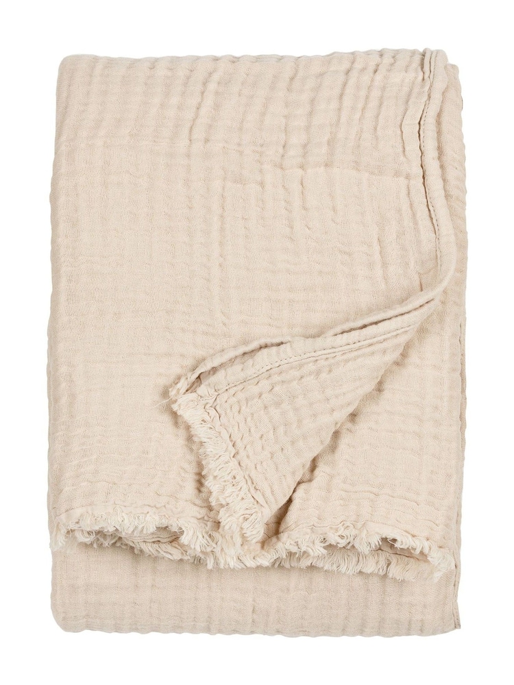 Yard Natural Oversized Lark 4 Layer Muslin Crinkle 100% Cotton Throw - Image 5 of 7