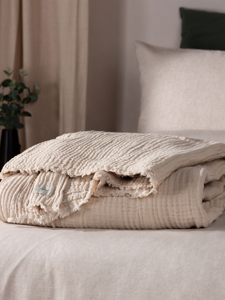Yard Natural Lark 4 Layer Muslin Crinkle 100% Cotton Throw - Image 1 of 7 Yard Natural Lark 4 Layer Muslin Crinkle 100% Cotton Throw - Image 1 of 7