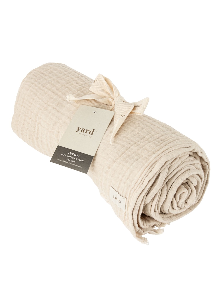 Yard Natural Lark 4 Layer Muslin Crinkle 100% Cotton Throw - Image 2 of 7 Yard Natural Lark 4 Layer Muslin Crinkle 100% Cotton Throw - Image 2 of 7