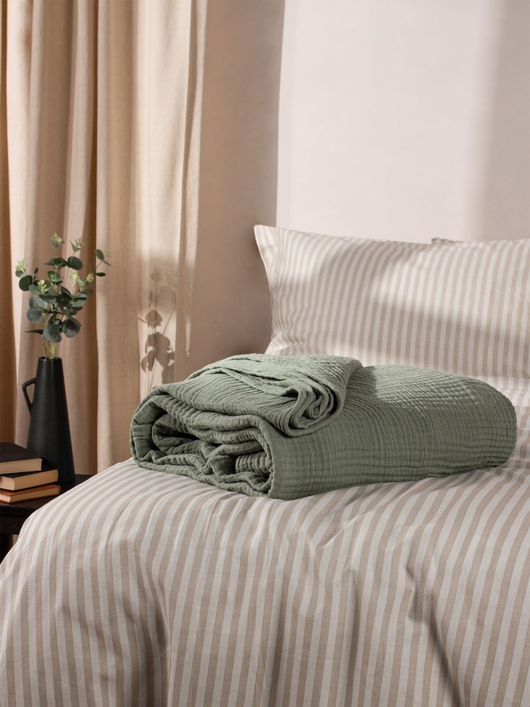 Yard Eucalyptus Green Lark 4 Layer Muslin Crinkle 100% Cotton Throw - Image 1 of 6 Yard Eucalyptus Green Lark 4 Layer Muslin Crinkle 100% Cotton Throw - Image 1 of 6