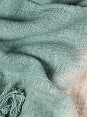 furn. Eucalyptus Green Mizu Dip Dye 100% Cotton Slub Fringed Throw - Image 3 of 3
