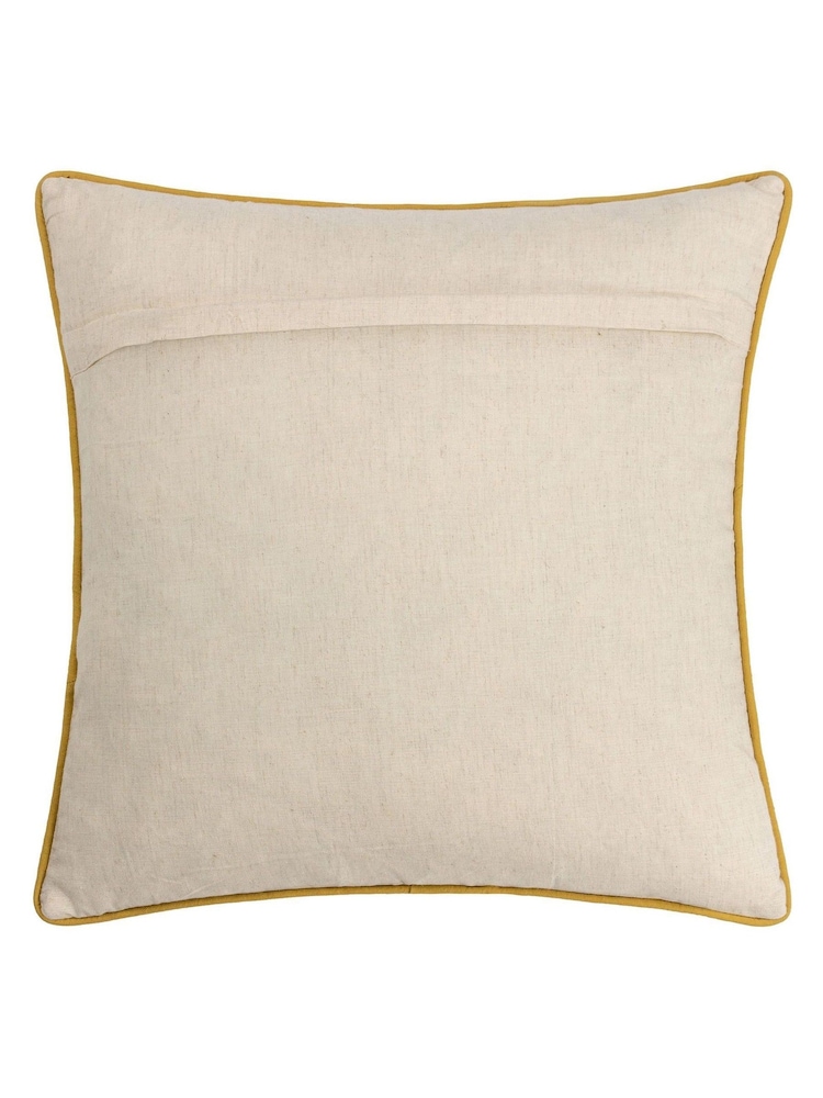 Furn Natural 100% Cotton Chamae Chevron Floral Tasselled Cushion - Image 6 of 8
