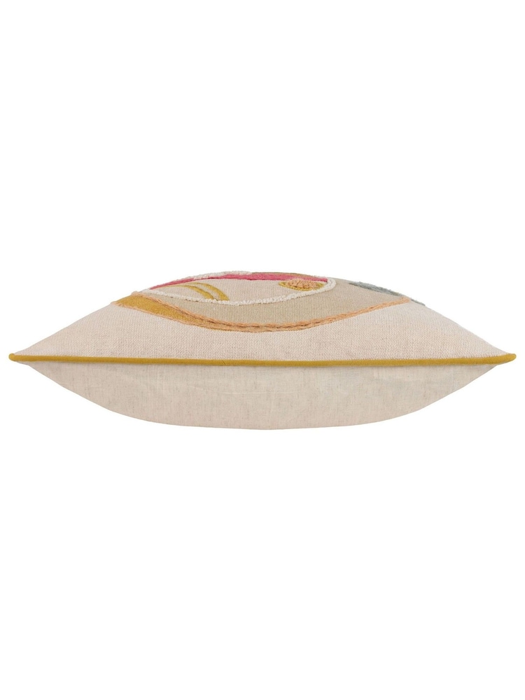 Furn Natural 100% Cotton Chamae Chevron Floral Tasselled Cushion - Image 7 of 8