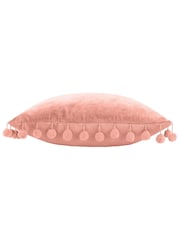 Furn Pale Pink Dora 100% Cotton Velvet Pom-Pom Trim Cushion - Image 3 of 6