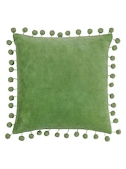 Furn Dora 100% Cotton Velvet Pom-Pom Trim Cushion - Imagem 1 de 6