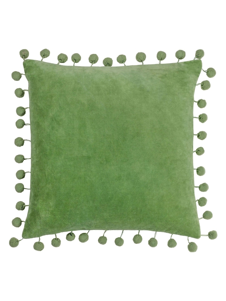 Furn Dora 100% Cotton Velvet Pom-Pom Trim Cushion - Imagem 1 de 6