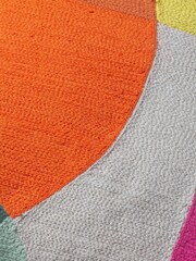 Furn Natural Beige Anjo Geometric Colourblock Crewl Embroidered 100% Cotton Cushion - Image 6 of 7