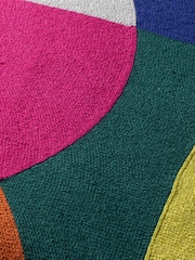 Furn Green Anjo Geometric Colour Block Crewl Embroidered 100% Cotton Cushion - Image 6 of 7