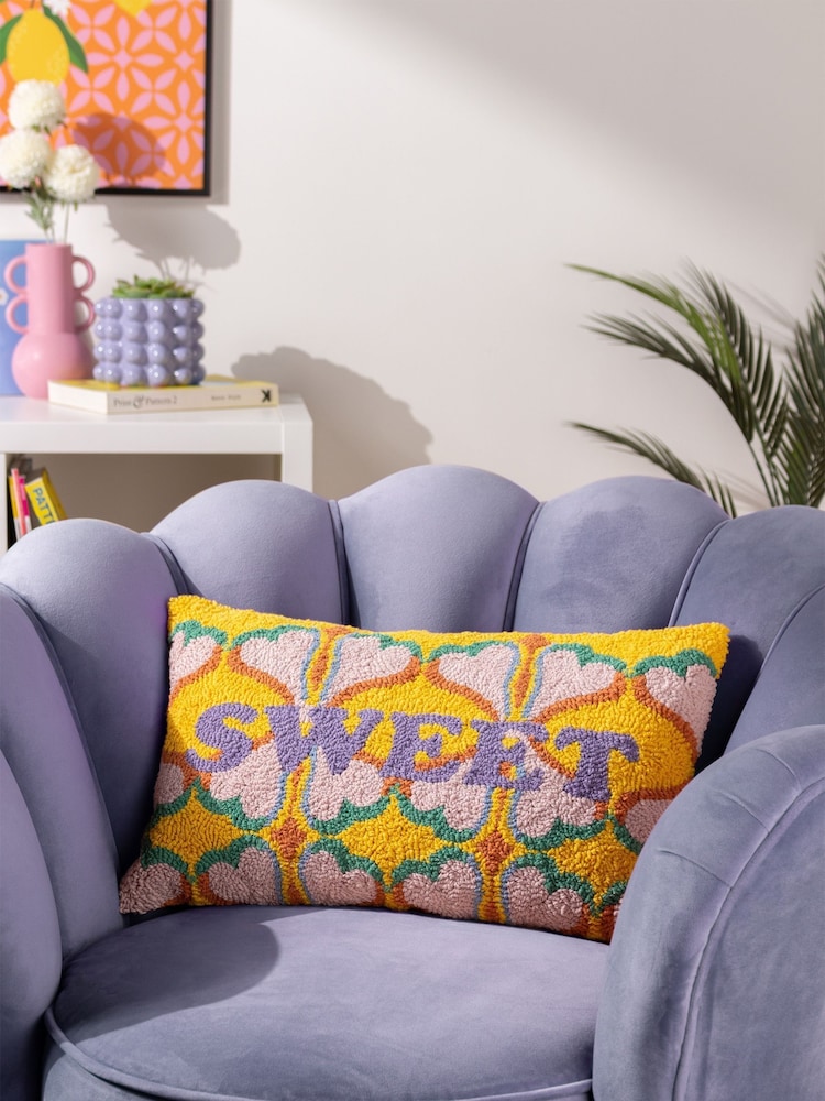 heya home Multicolour Sweet Slogan Cotton Knitted Woven Cushion - Image 1 of 6