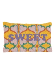 heya home Multicolour Sweet Slogan Cotton Knitted Woven Cushion - Image 2 of 6