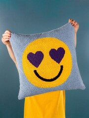 heya home Purple Smile Cotton Knitted Woven Cushion - Image 1 of 7