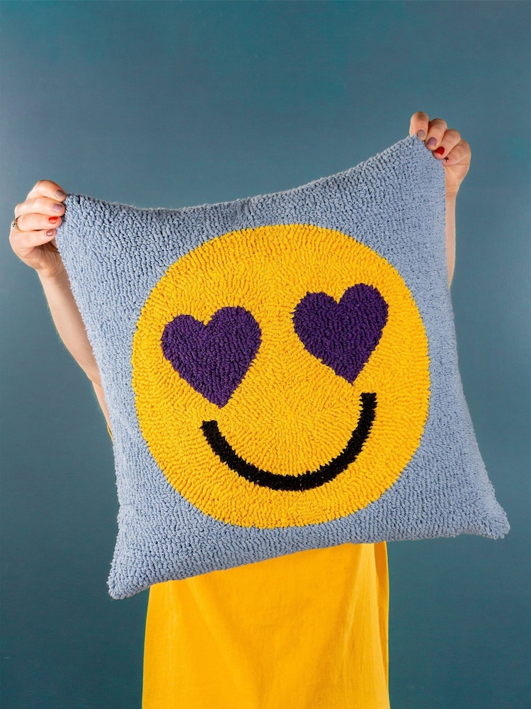heya home Purple Smile Cotton Knitted Woven Cushion - Image 1 of 7