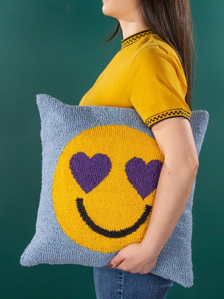 heya home Purple Smile Cotton Knitted Woven Cushion - Image 2 of 7