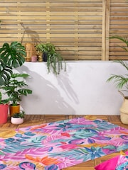 furn. Pink Psychedelic Jungle Exotic Washable Outdoor/Indoor Rug - Image 1 of 3
