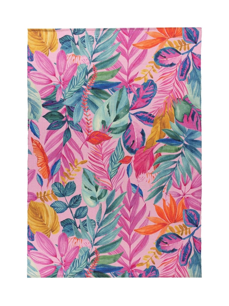 furn. Pink Psychedelic Jungle Exotic Washable Outdoor/Indoor Rug - Image 2 of 3
