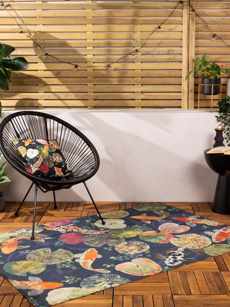 Riva Paoletti Blue Koi Pond Washable Outdoor/Indoor Rug - Image 1 of 4