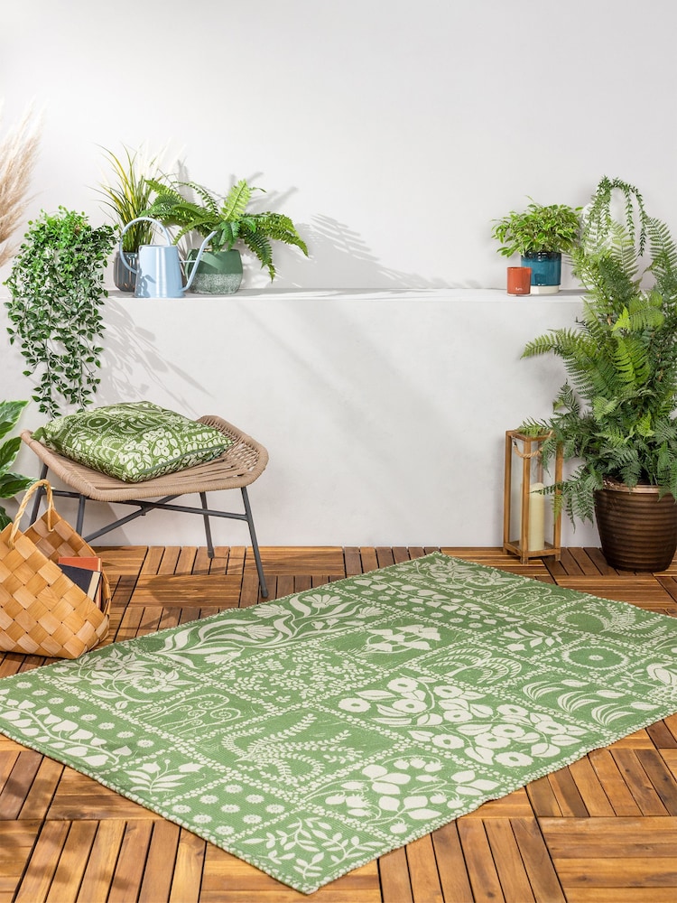 furn. Green Forage Garden Botanical Washable Outdoor/Indoor Rug - Image 1 of 3