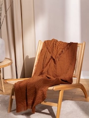 Yard Pecan Brown Waffle Raw Frayed Fringed Throw - Image 1 of 3