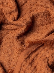 Yard Pecan Brown Waffle Raw Frayed Fringed Throw - Image 3 of 3