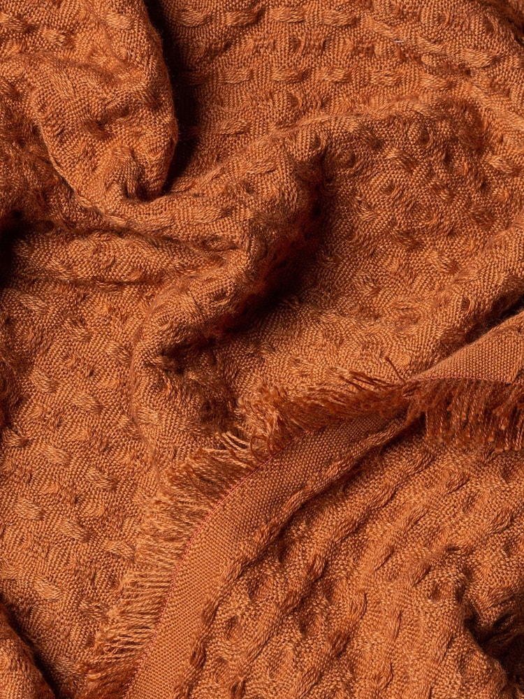 Yard Pecan Brown Waffle Raw Frayed Fringed Throw - Image 3 of 3