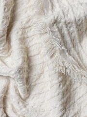Yard Natural Beige Waffle Raw Frayed Fringed Throw - Image 2 of 2