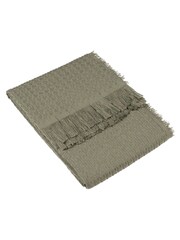 Yard Khaki Green Waffle Raw Frayed Fringed Throw - Image 1 of 2
