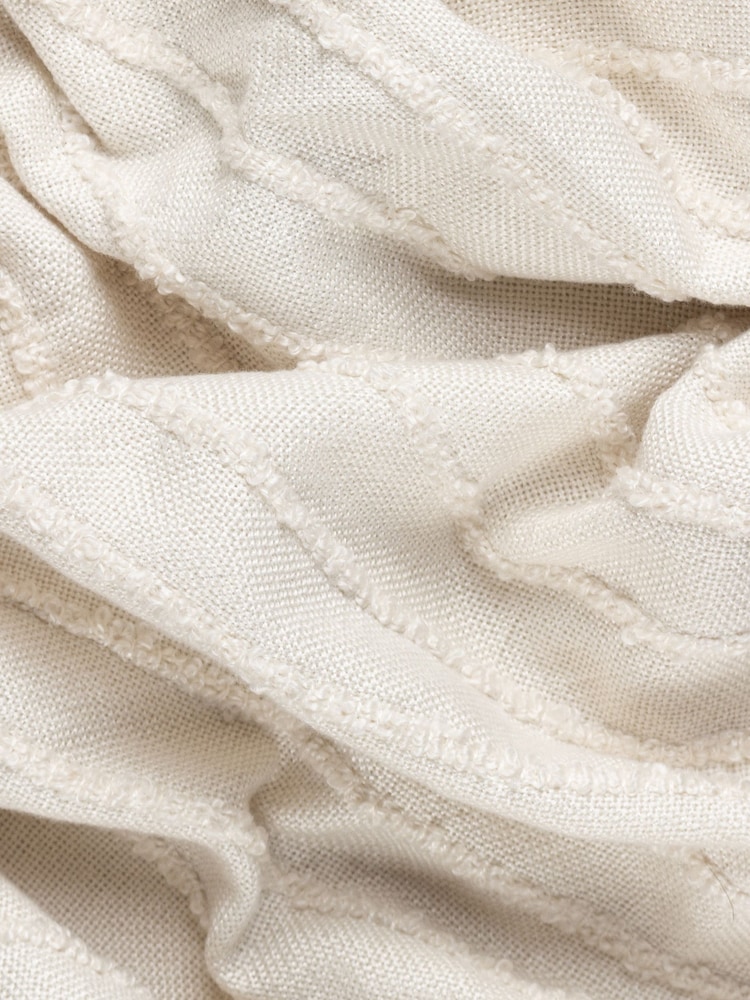 furn. Natural Beige Hazie Linear Woven Fringed Throw - Image 4 of 4