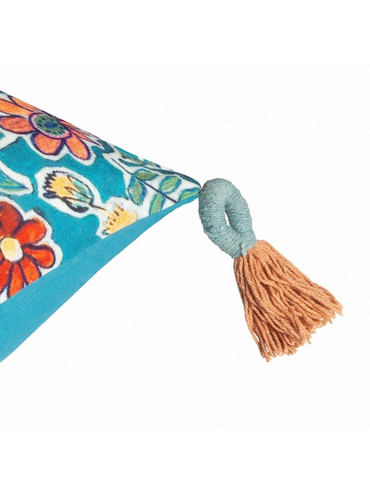 Wylder Blue Adeline Mediterranean 100% Cotton Cushion - Image 5 of 5