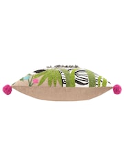Wylder Green Zedra Jungle Zebra Botanical Embroidered 100% Cotton Cushion - Image 4 of 5