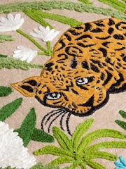 Wylder Tropics Green Sulta Jungle Scene Embroidered 100% Cotton Cushion - Image 5 of 7