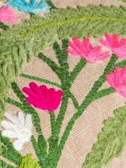 Wylder Tropics Green Sulta Jungle Scene Embroidered 100% Cotton Cushion - Image 6 of 7