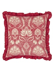 Riva Paoletti Redcurrant Kirkton Floral Tile Cotton Pleated Cushion - Image 3 of 7