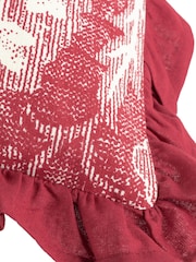 Riva Paoletti Redcurrant Kirkton Floral Tile Cotton Pleated Cushion - Image 6 of 7