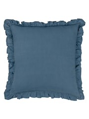 Riva Paoletti French Blue Kirkton Floral Tile Cotton Pleated Cushion - Image 4 of 7