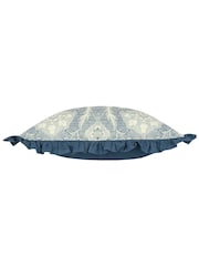 Riva Paoletti French Blue Kirkton Floral Tile Cotton Pleated Cushion - Image 5 of 7