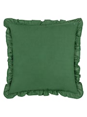 Riva Paoletti Bottle Green Kirkton Floral Tile Cotton Pleated Cushion - Image 4 of 7