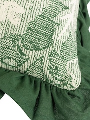 Riva Paoletti Bottle Green Kirkton Floral Tile Cotton Pleated Cushion - Image 6 of 7