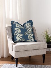 Riva Paoletti French Blue Montrose Villa Botanical Cotton Pleated Cushion - Image 1 of 7