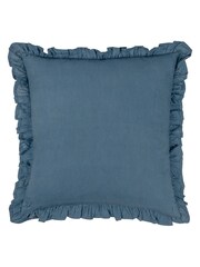 Riva Paoletti French Blue Montrose Villa Botanical Cotton Pleated Cushion - Image 4 of 7